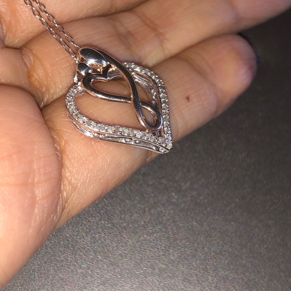 10k gold vermeil real diamond heart pendant, Genuine diamond, free appraisal HOT - Picture 6 of 8